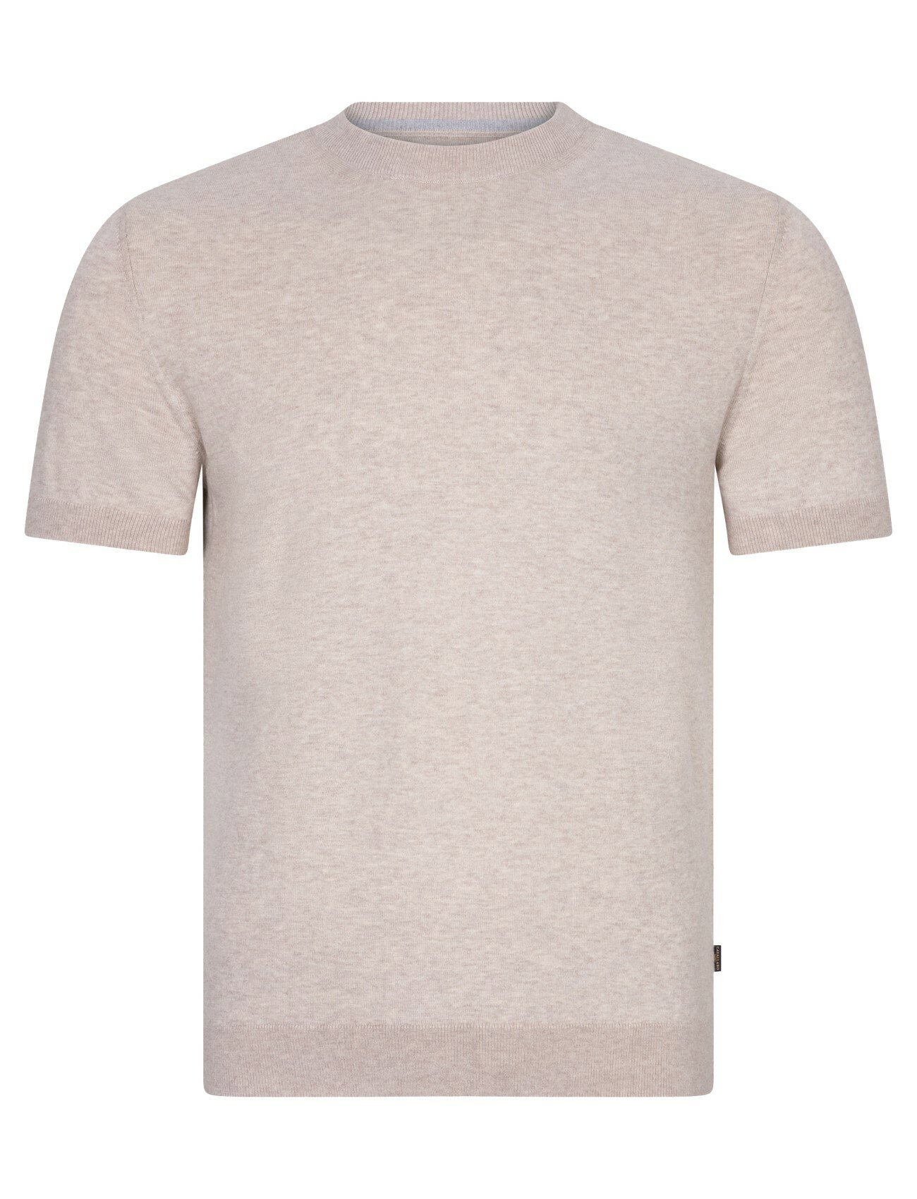 katoenen Cavallaro Sorrentino t-shirt beige gemeleerd slim fit