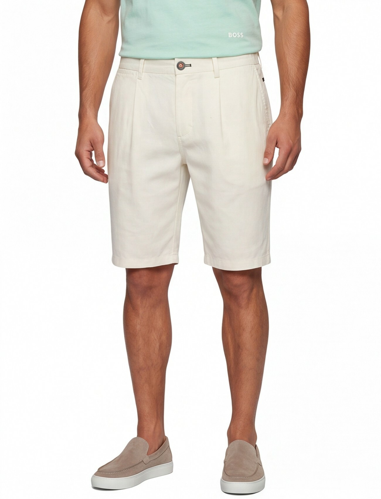 Chino shorts New Zealand crème katoen linnen