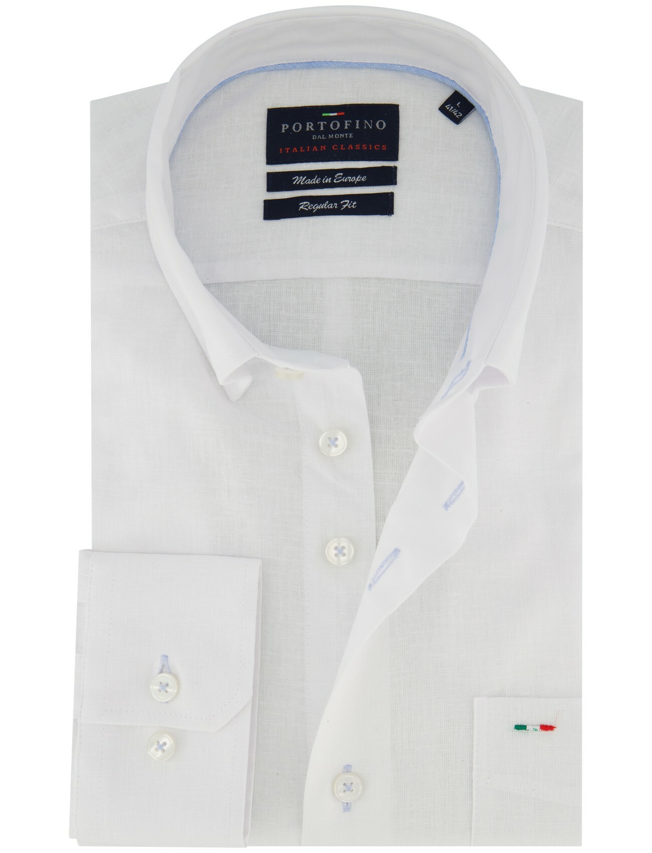Overhemd Portofino wit linnenblend button down boord