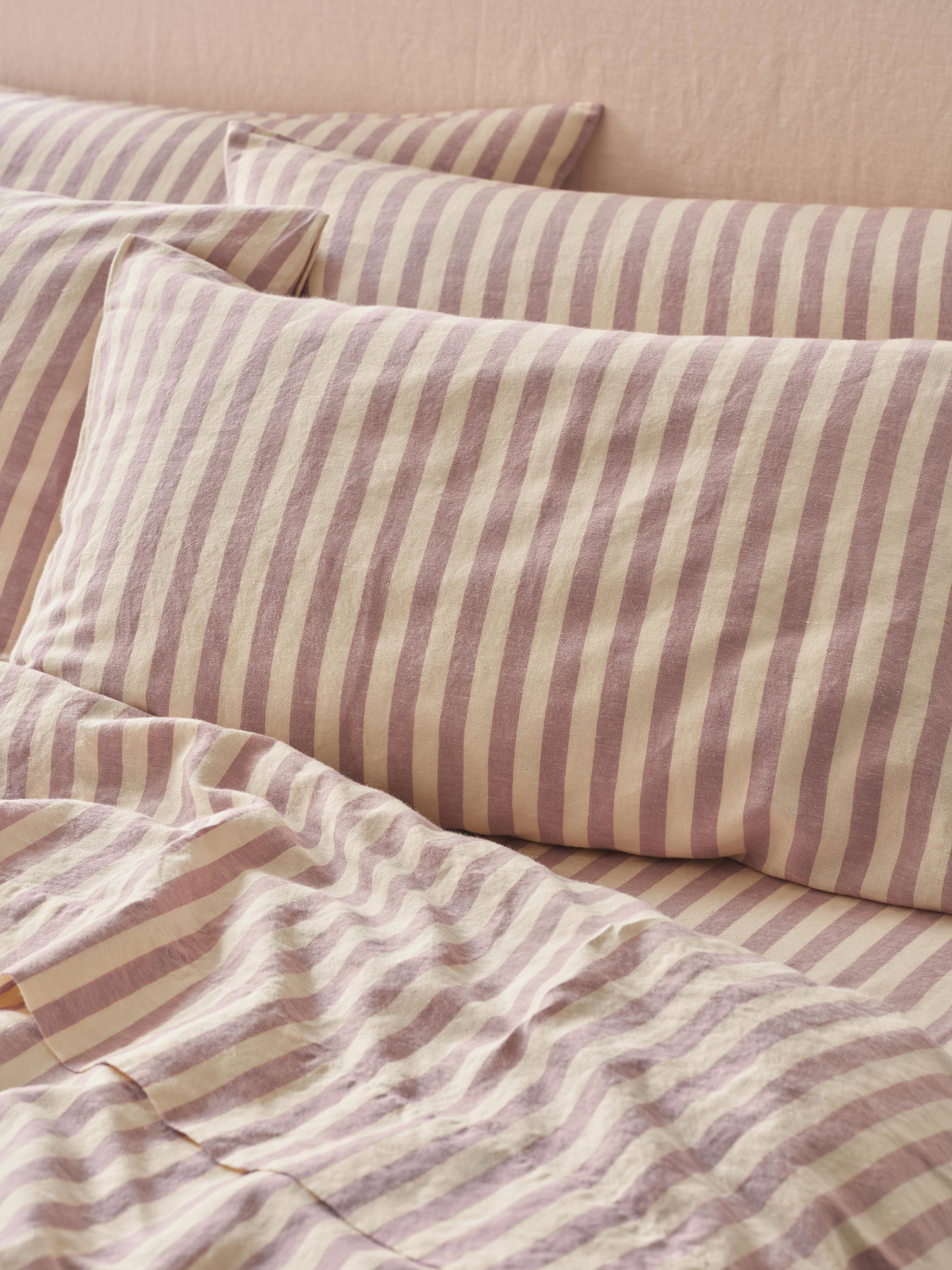 Image of Elderberry Pembroke Stripe Linen Blend Pillowcase (Pair)