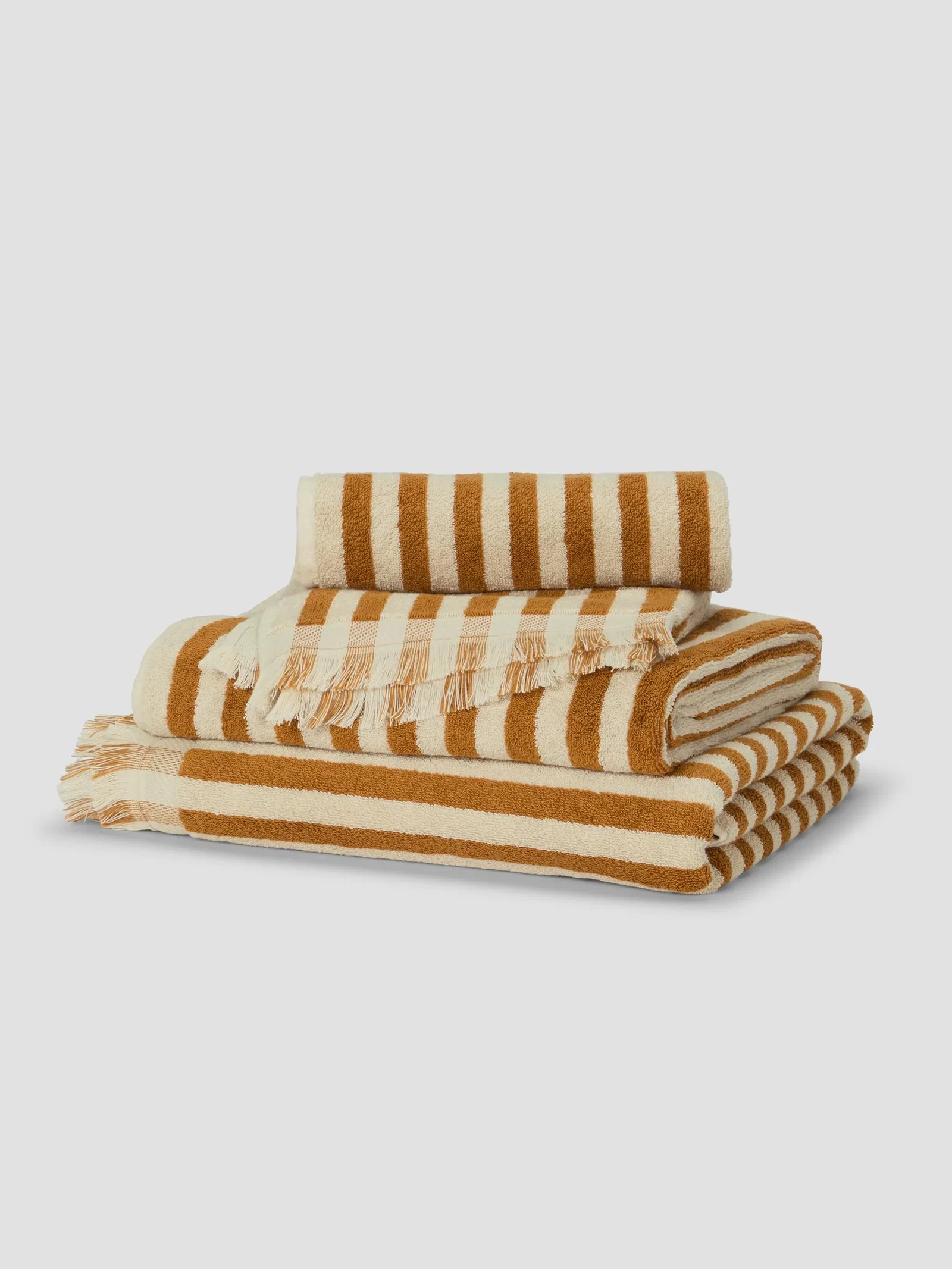 Image of Russet Yellow Pembroke Stripe Cotton Towels