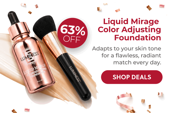 LIQUID MIRAGE COLOR ADJUSTING FOUNDATION: Color-adjusting coverage with SPF primer that keeps up from the first burger to the last firework.