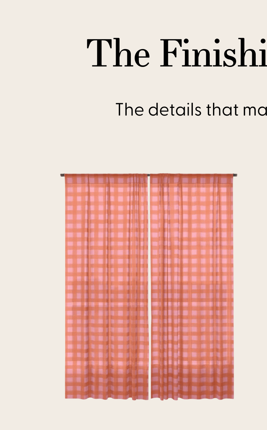 Watercolor Gingham - pink and tomato Window Curtain