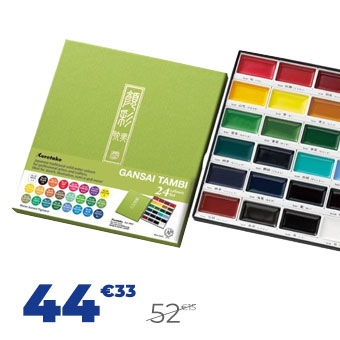 Aquarelle japonaise Gansai Tambi 24 couleurs - Godets haute qualité - Kuretake