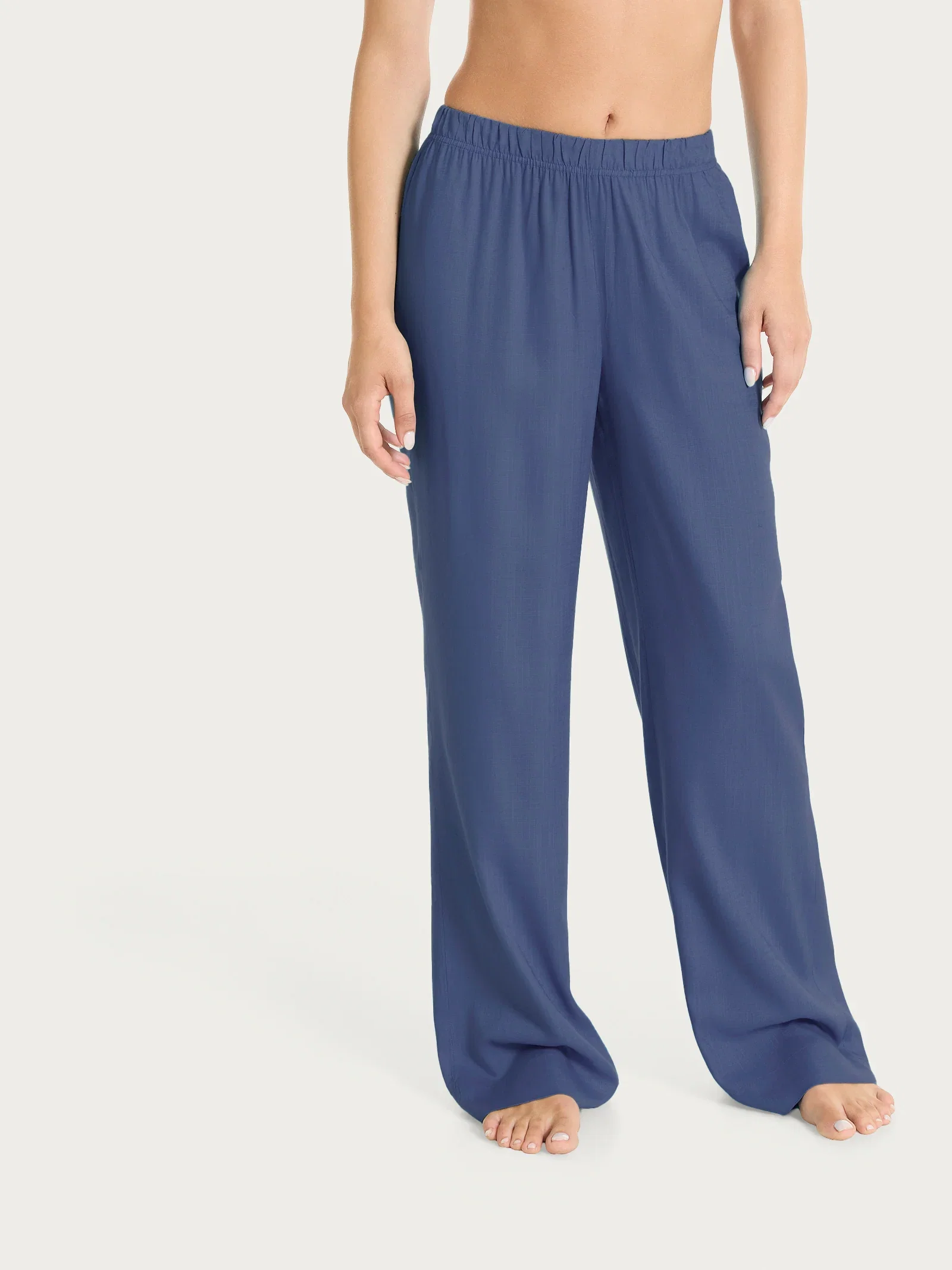 Image of Pantalone ampio con tasche in Mussola Slub - Oceana