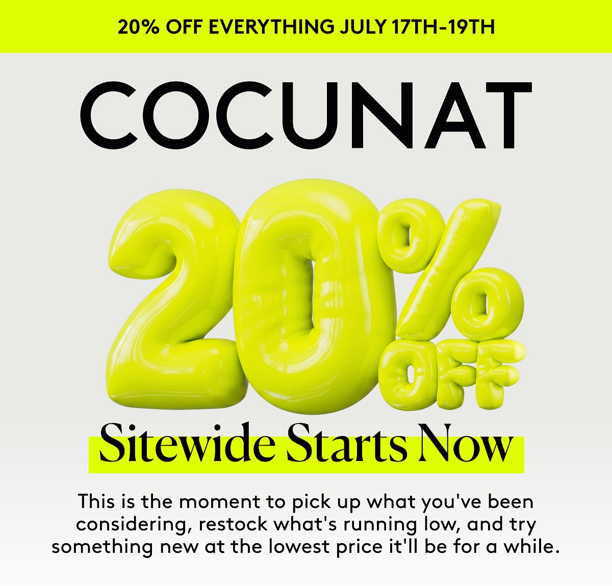 20% off Sitewide Starts Now