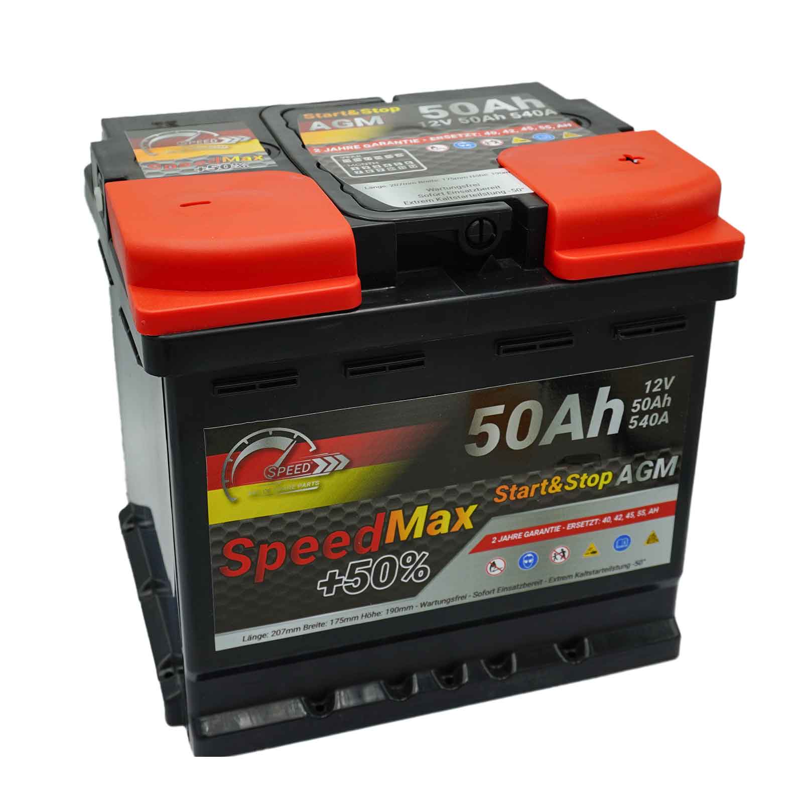 Batteria auto 50Ah AGM Start&Stop Speed Max 540A 12v