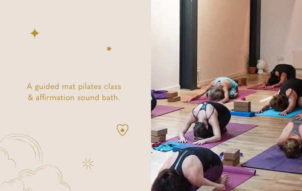 A guided mat pilates class & affirmation sound bath.