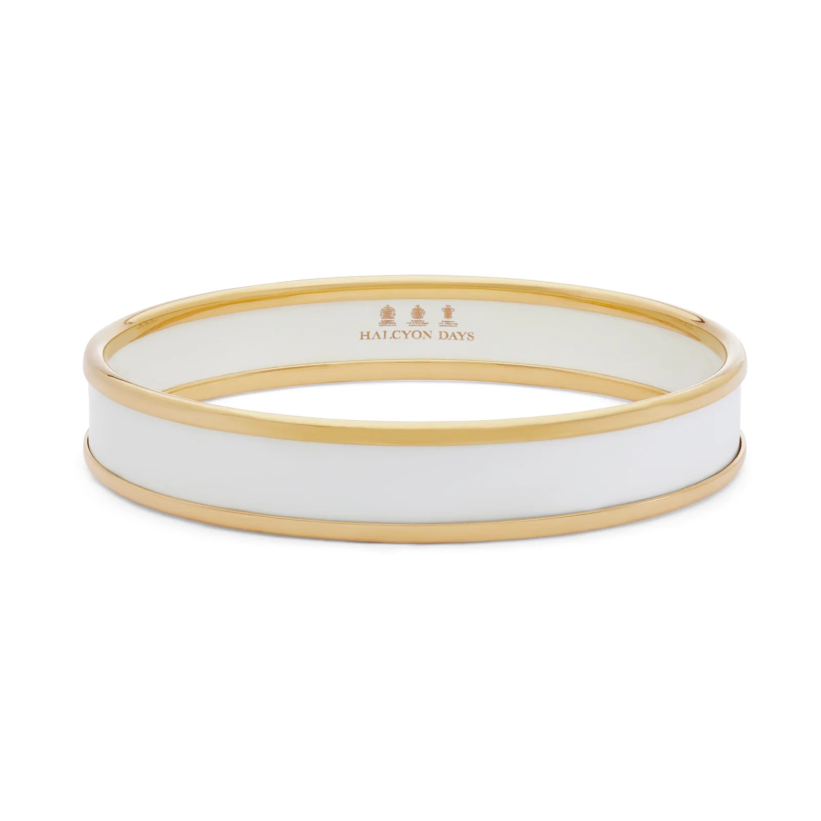 Image of Preppy Push-On Enamel Bangle in Cream & Gold