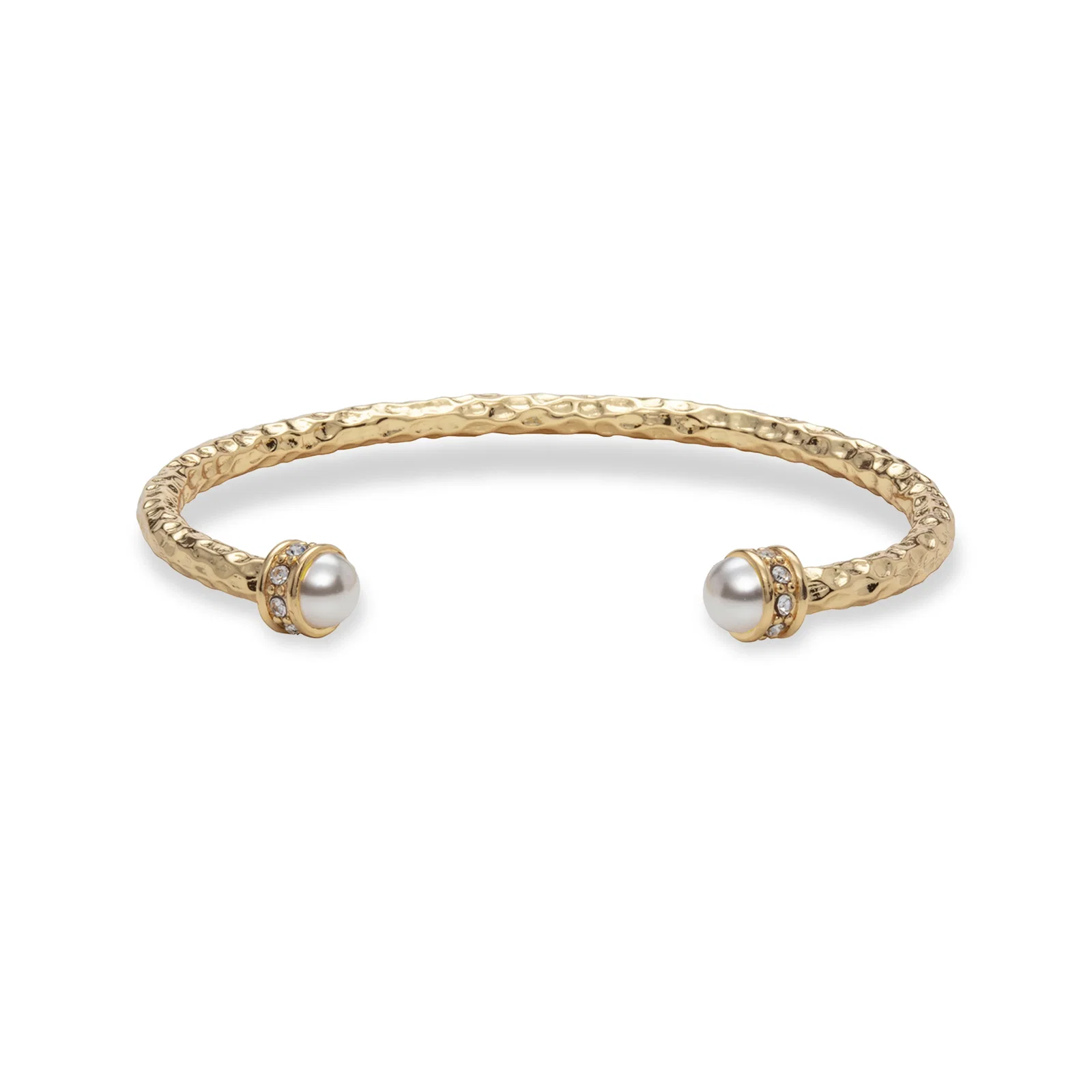 Image of Hammered Torque Pearl & Gold Bangle