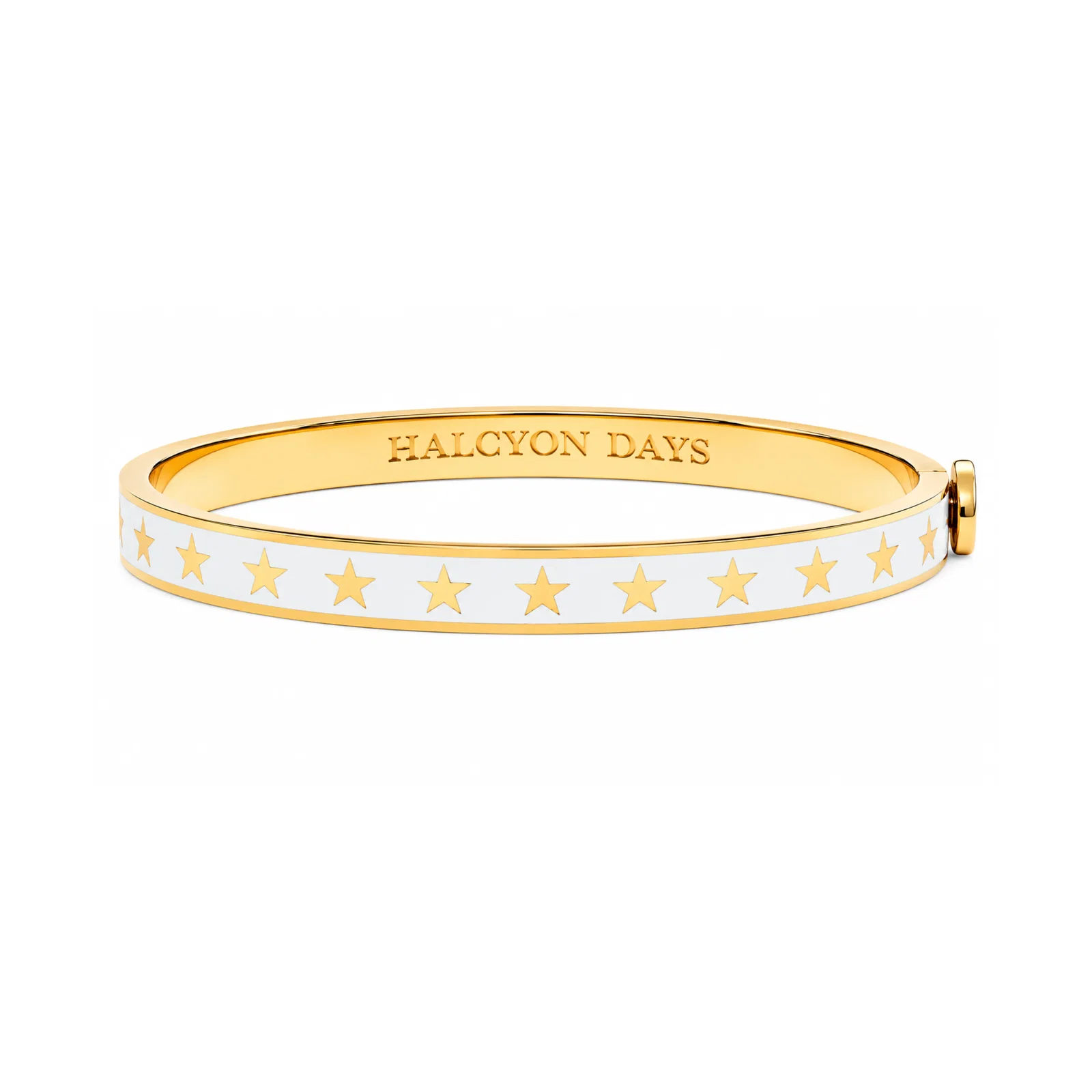 Image of Skinny Star Hinged Bangle in Cream & Gold