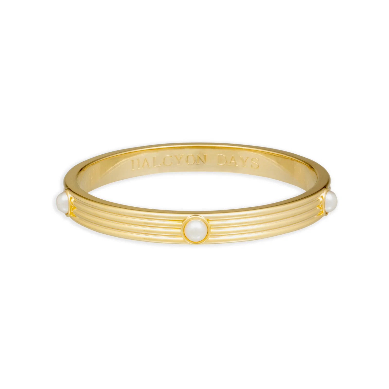 Image of Ribbed Cabochon Push-on Bangle in Pearl