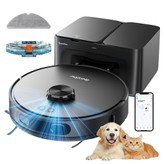 Teendow D65S MAX Robot Vacuum Cleaner, 70-Day Auto-Empty, 6000Pa Suction, 17kPa Dust Station, 220min Runtime, 20mm Obstacle Crossing, 4-Level Power Control, 250ml Dust Bin & 350ml Water Tank