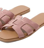 Pink Cut Out Mule Sandals In Wide E Fit