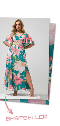 Teal Floral Print Maxi Wrap Dress