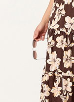 Brown Floral Tiered Maxi Dress