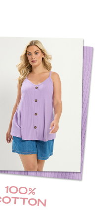 Lilac Purple Ribbed Swing Vest Top