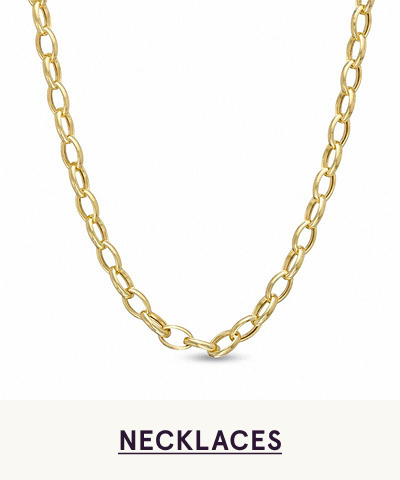 A gold chain link necklace. Click here to shop necklaces