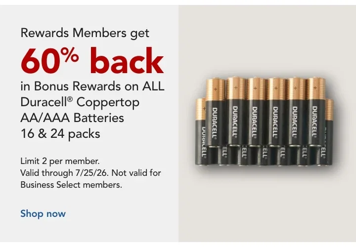60% Back in Bonus Rewards on Duracell batteries