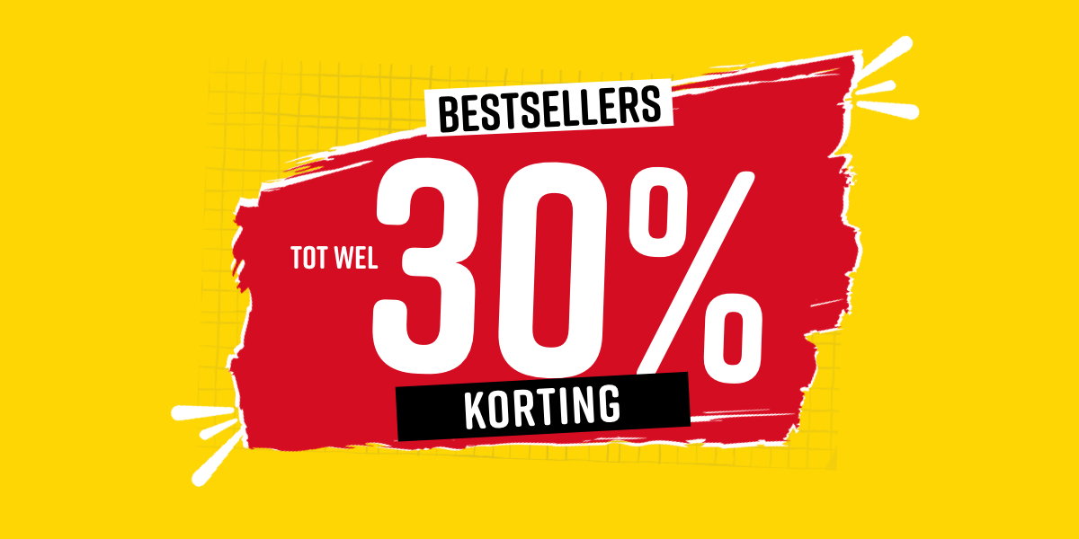  Tekst in de afbeelding: Bestsellers tot wel 30% korting
