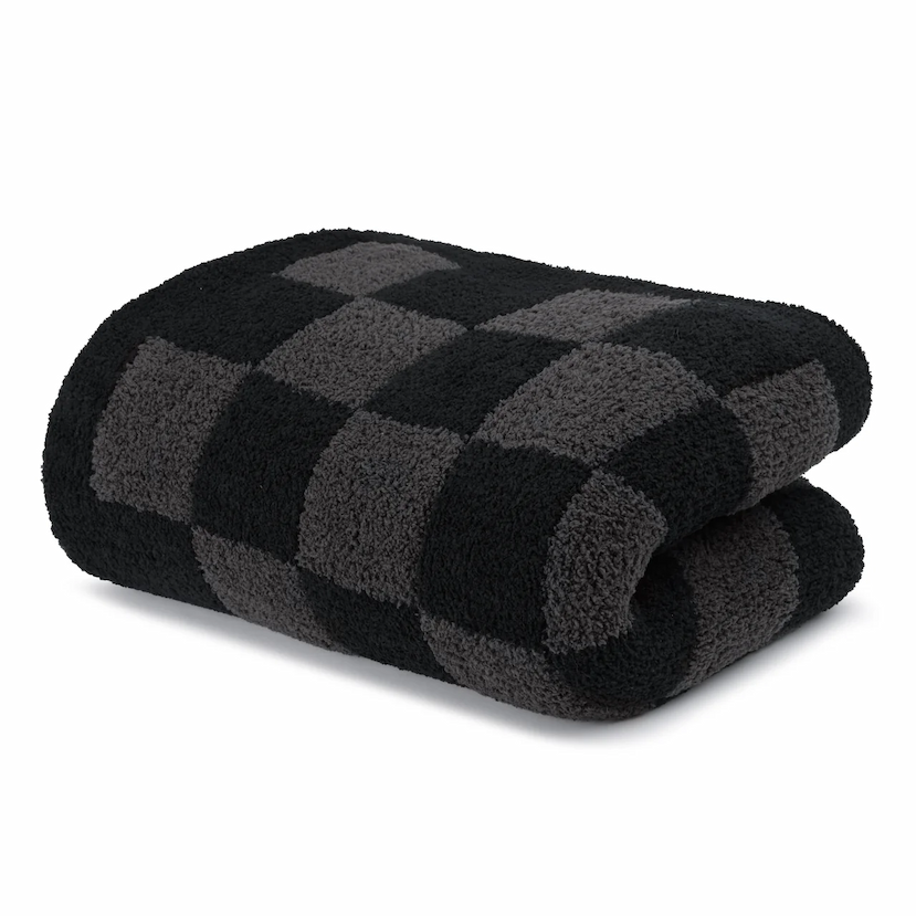 Check Throw in Midnight Grey and Onyx