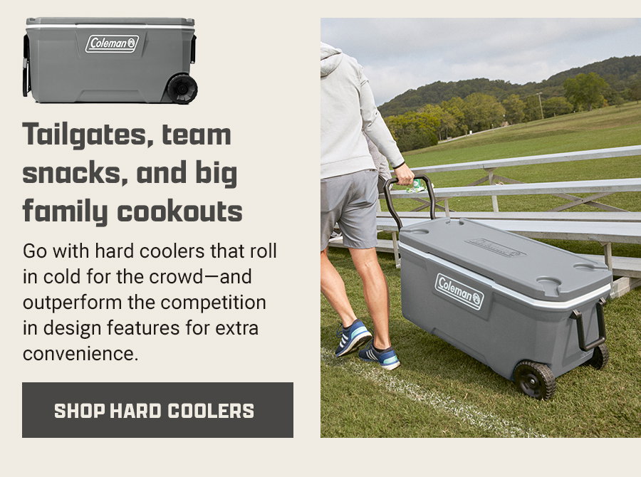 Tailgates, team snacks, and big family cookouts - Coleman hard coolers. Shop Hard Coolers.