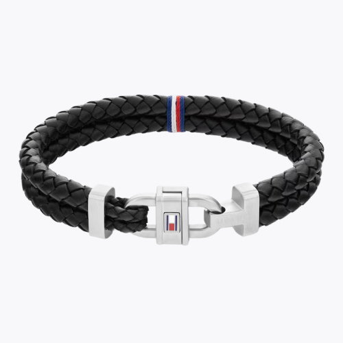 Tommy Hilfiger Men's Black Leather Bracelet