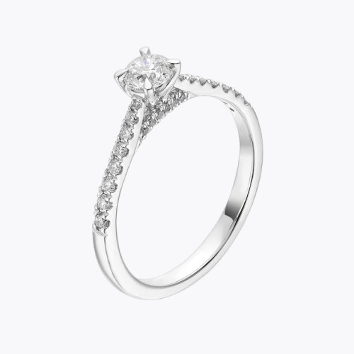 Engagement Ring The Forever Diamond Platinum Solitaire Shoulder Detail 0.50ct Diamond Ring