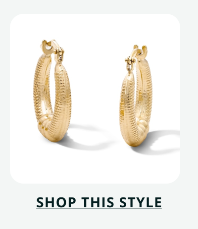 Gold textured croissant/ribbed hoops.  Click here to shop this style