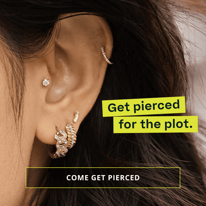 Ear stack, stacked in gold with diamond details. Get pierced for the plot. Click here to come get pierced