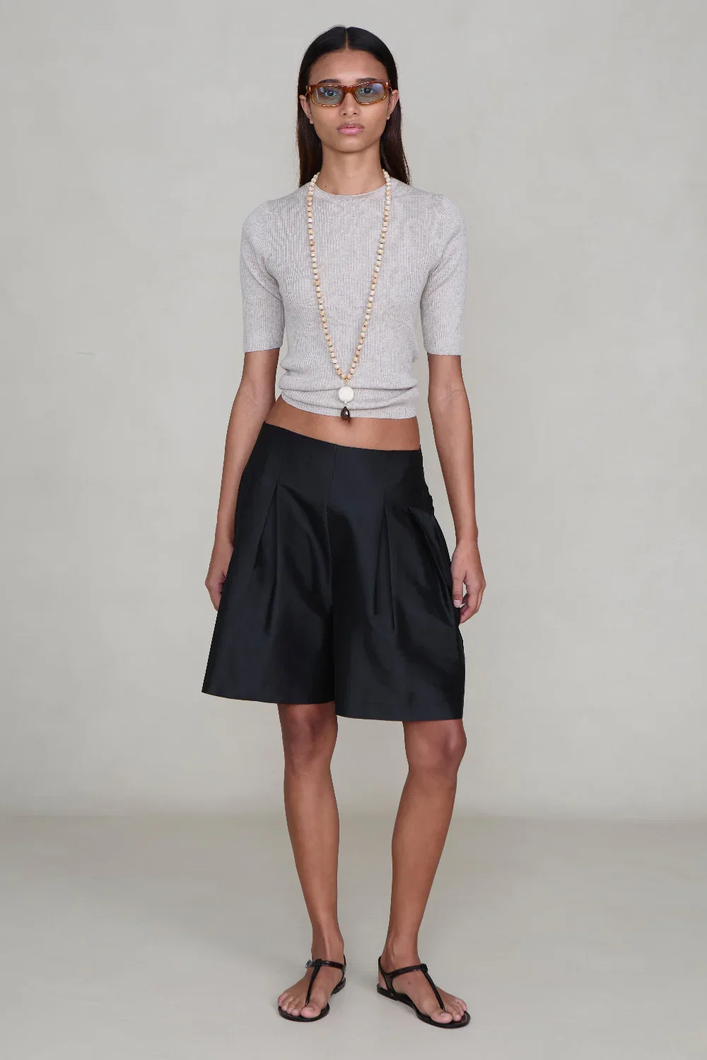 Image of Techno Taffeta Long Shorts Black