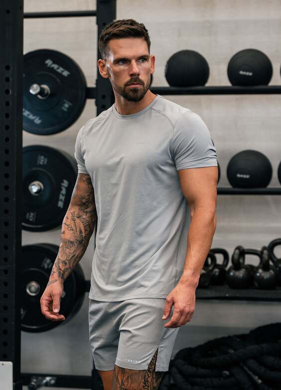 Gym King Debossed Pixel Tee - Urban Grey