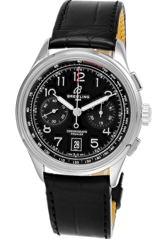 Premier B01 Chronograph 42MM Black Leather Men's Watch