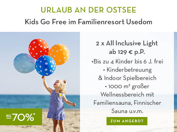 SALE: Kids Go Free im Familienresort Usedom