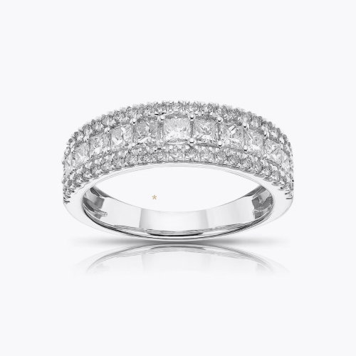 18ct White Gold Princess Triple Row 1ct Diamond Ring