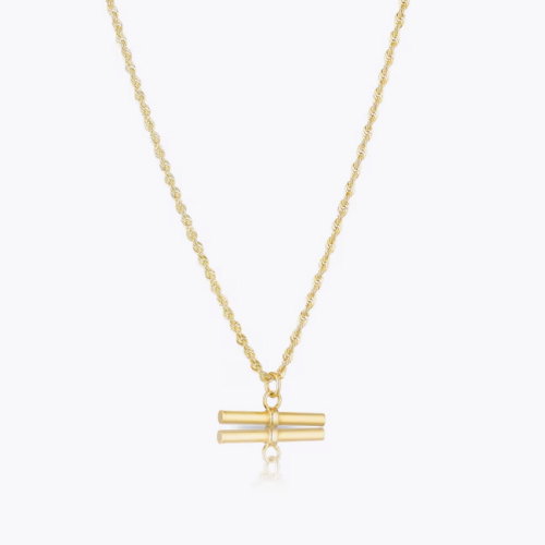 9ct Yellow Gold Rope Chain T-Bar Necklace
