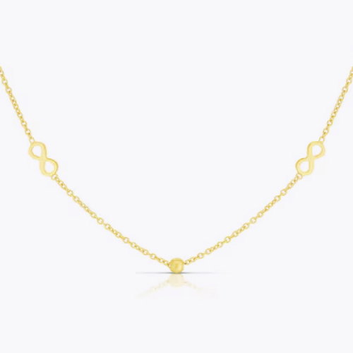 9ct Yellow Gold Eternity Symbol & Ball Station Chain