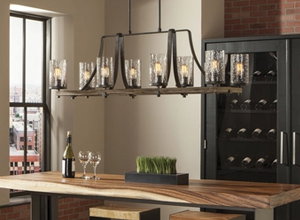 Lanesnoro 8 Light 16 inch Distressed Weathered Oak and Slated Grey Metal Chandelier Ceiling Light by Spark & Spruce