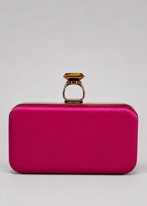 Sachin & Babi - Hot Pink Satin Jewel Closure Clutch
