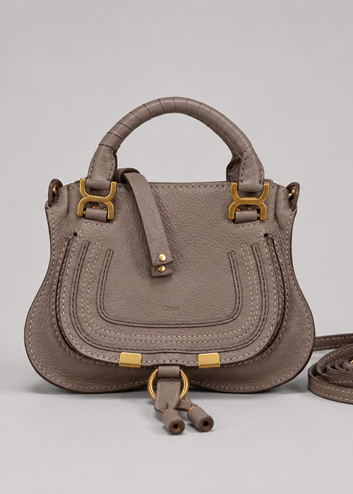 Chloe - Grey Leather Mini Marci Crossbody Bag