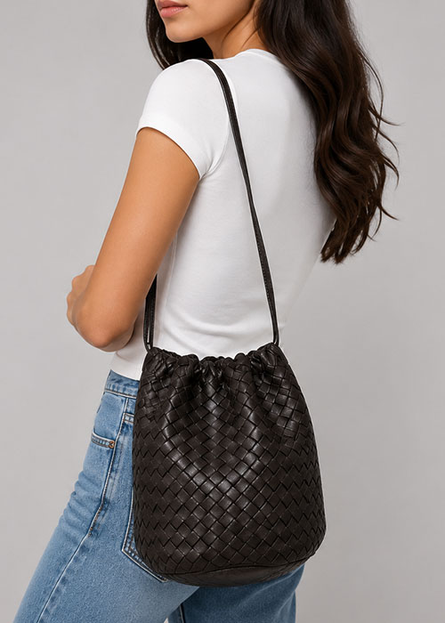 Bottega Veneta - Dark Green Woven Crossbody Bag