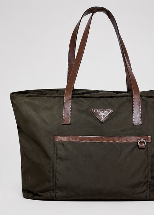 Prada - Olive Green Nylon Tote Bag