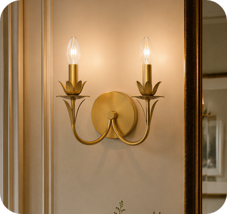 Gold Leaf Two Light Wall Sconce from the Maria Collection