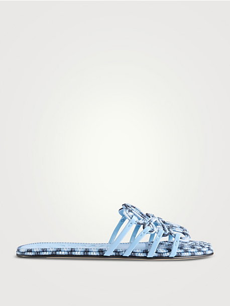 Loewe x Paula's Ibiza Petal Anagram Embroidered Canvas Slide Sandals