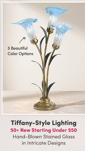 Tiffany-Style Lighting | 50+ New Starting Under $50 | Hand-Blown Stained Glass in Intricate Designs