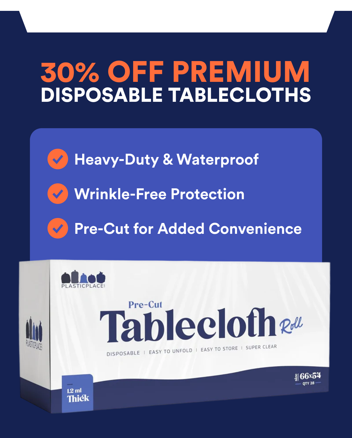 30% off premium disposable tablecloths 