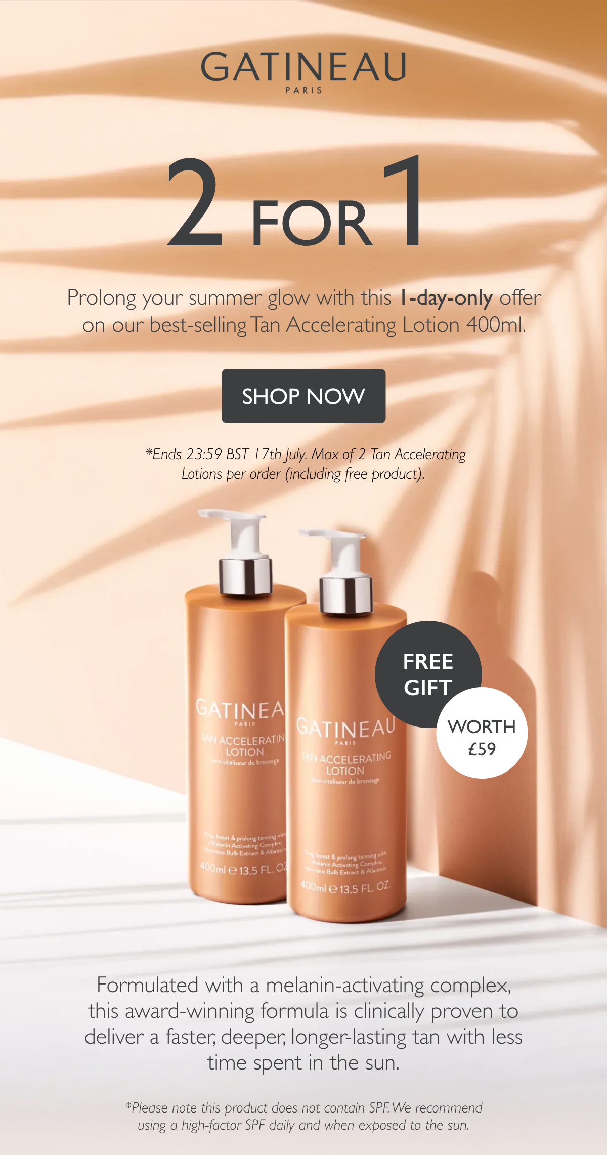 2 for 1 Tan Accelarating Lotion 400ml