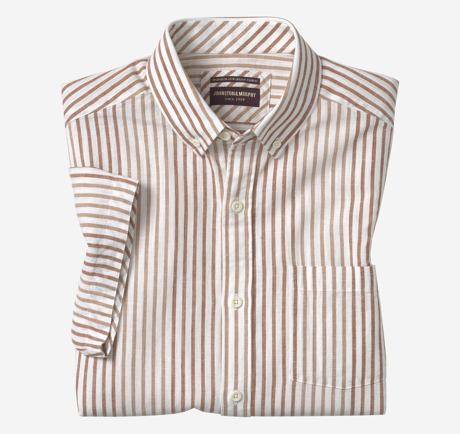 Image: Cotton-Linen Short-Sleeve Print Shirt