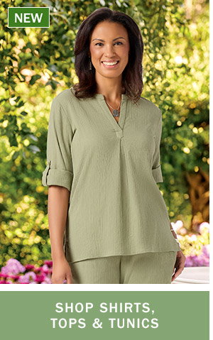 Shop Shirts, Tops & Tunics. New: Women's Cotton Gauze Roll-Up Sleeve Tunic Top