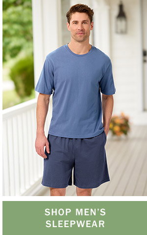 Shop Men's Sleepwear. Men's Comfort Knit Crewneck Short-Sleeve Cotton Sleep T-Shirt, Men's Comfort Knit Cotton Bermuda Pajama Shorts